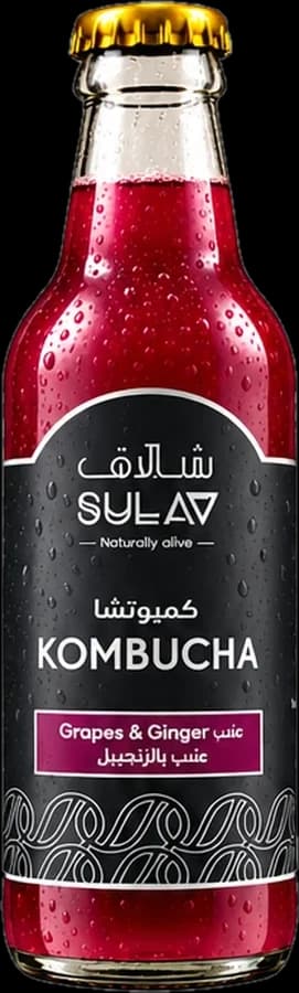 زجاجة كمبوتشا سُلاف بنكهة العنب بالزنجبيل